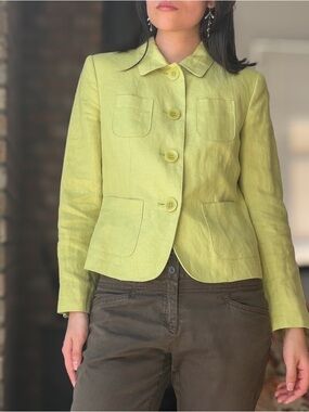 Linen Talbots Green Tailored Blazer Jacket